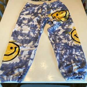 Market tie dye, smiley face sweatpants, size XL